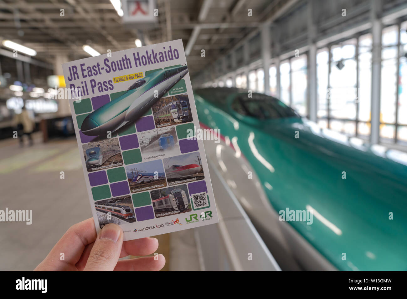 JR Hokkaido Est-sud Rail Pass. Six jours flexibles pour le sud de l'Hokkaido et zones de Tohoku et du Kanto trajets illimités sur des lignes JR limited express Banque D'Images