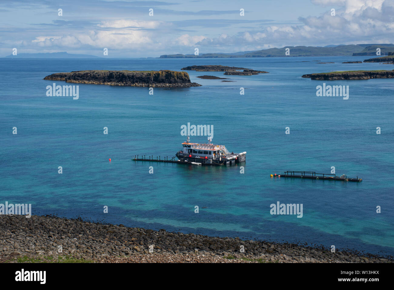 Mull Ecosse Royaume-Uni - 4 juin 2019 : Petite excursion en bateau près de la côte en tournée dans Hébrides intérieures Banque D'Images