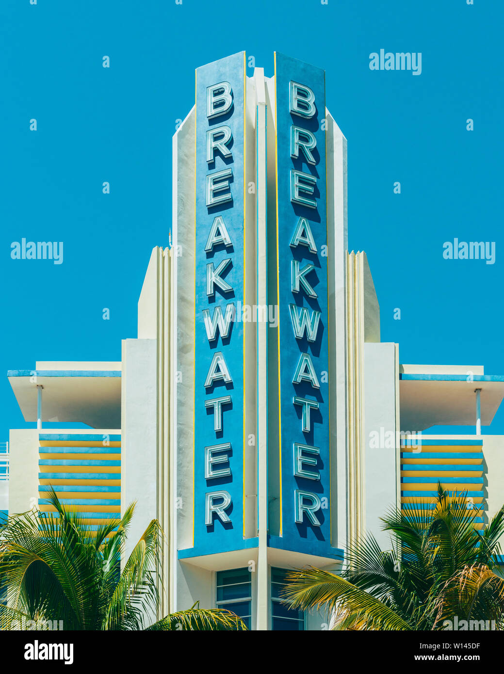 Détail de l'Hotel Breakwater South Beach à Miami Florida USA Banque D'Images