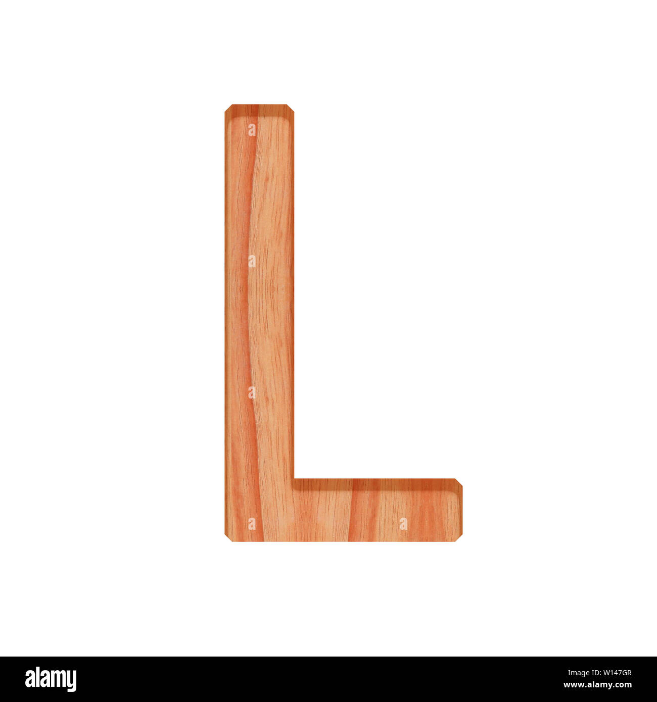 Lettre en bois 3d magnifique motif isolé sur fond blanc, L'alphabet design Banque D'Images