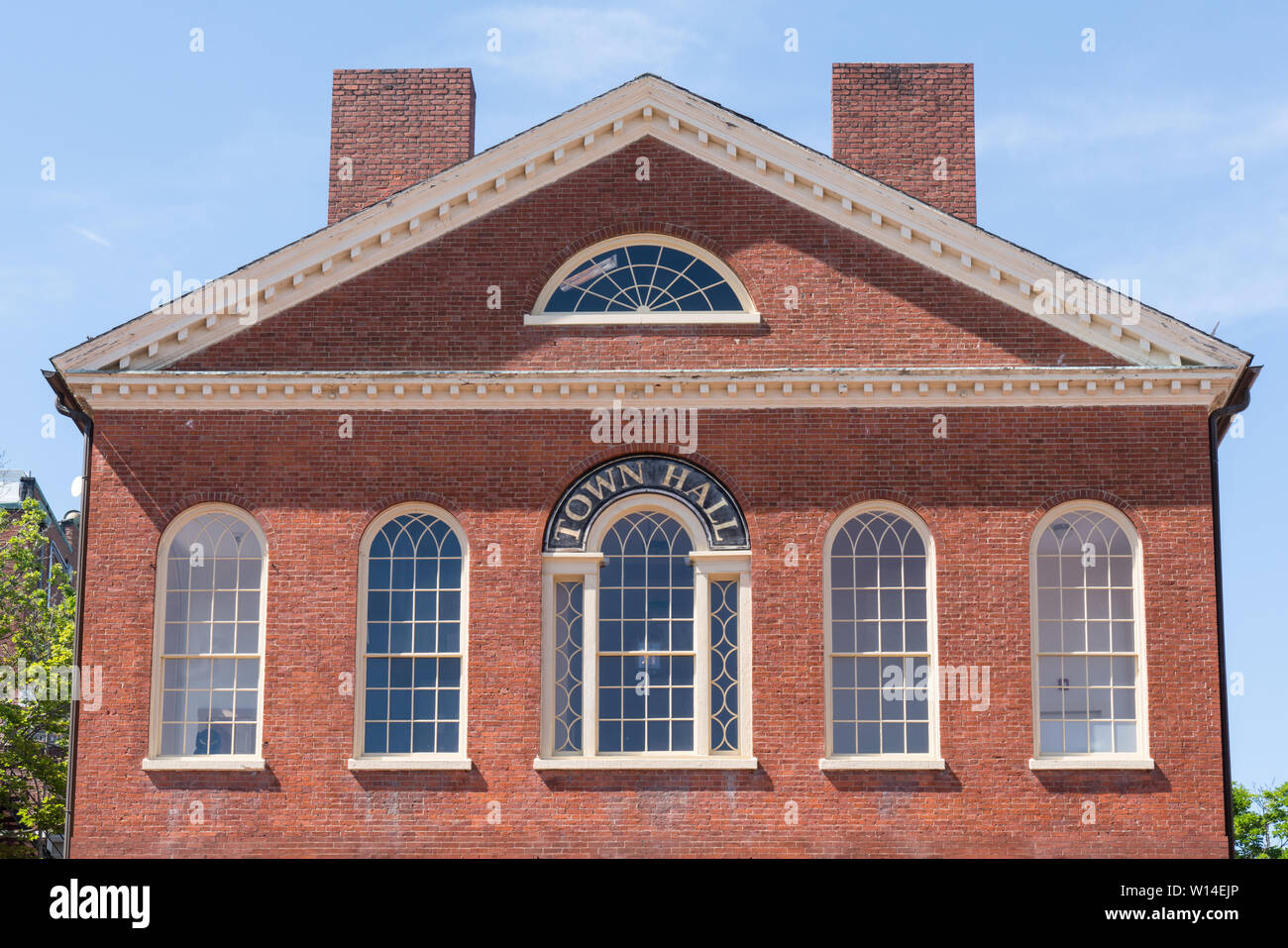 La façade extérieure de l'historique Hôtel de ville de Salem, Massachusetts Banque D'Images