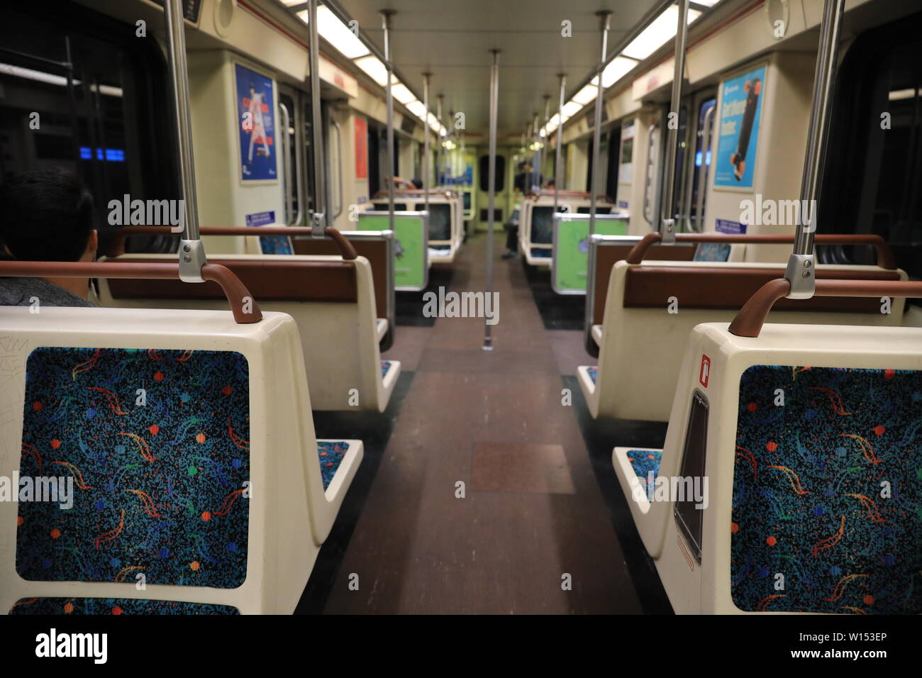 L'intérieur du wagon de métro Banque D'Images