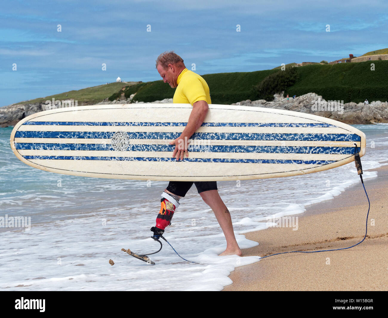 L'English National Adaptive Surfing Championship 2019 Plage de Fistral Newquay, Royaume-Uni Mobilité surf contest. Banque D'Images