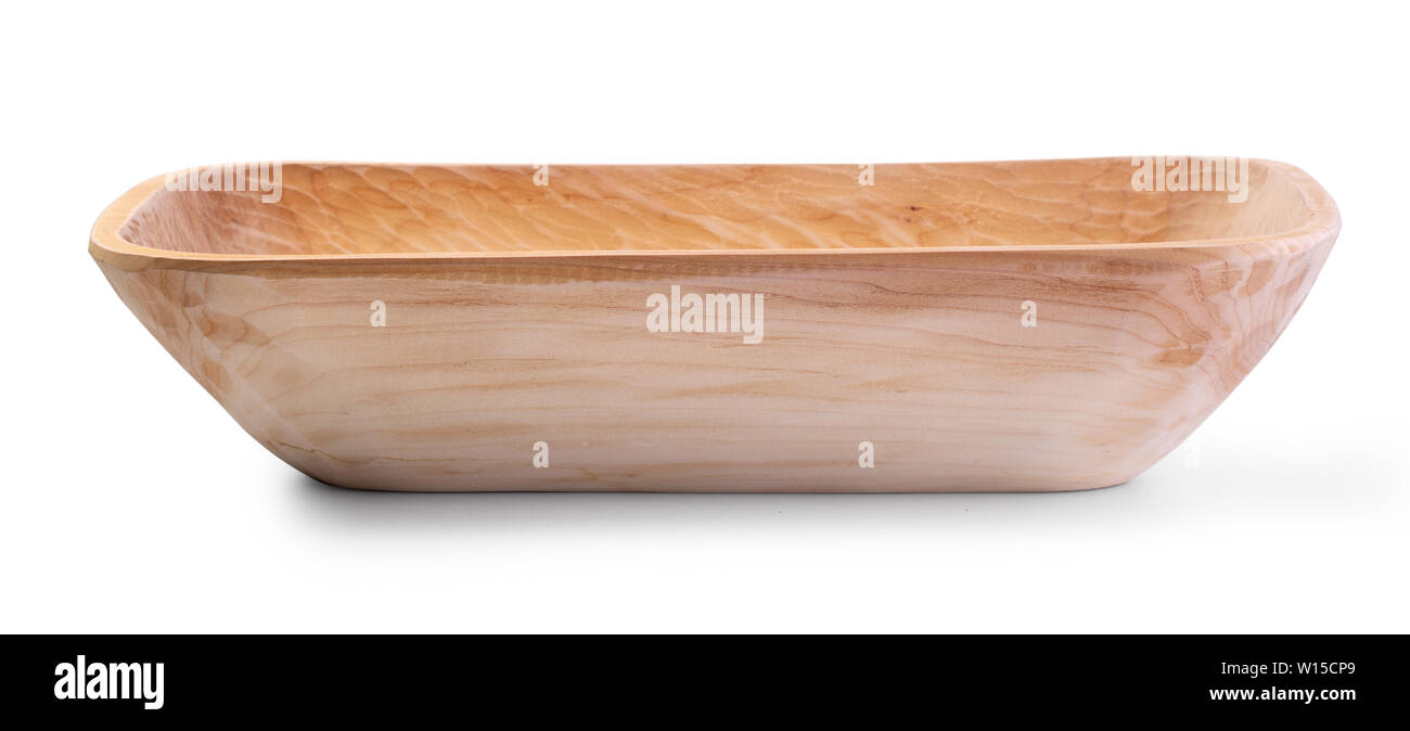 Bol en bois sculpté à la main isolé sur fond blanc avec clipping path Banque D'Images