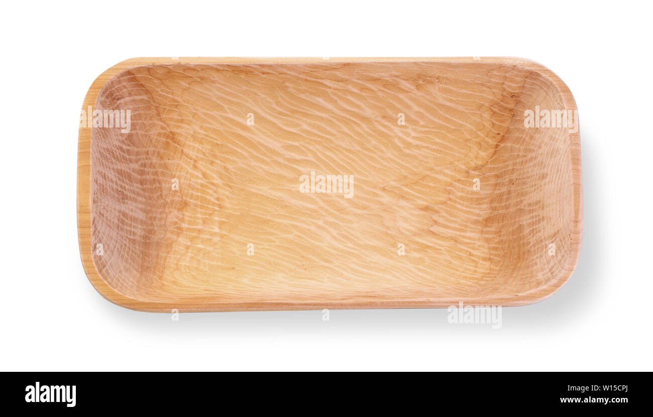 Bol en bois sculpté à la main isolé sur fond blanc Banque D'Images