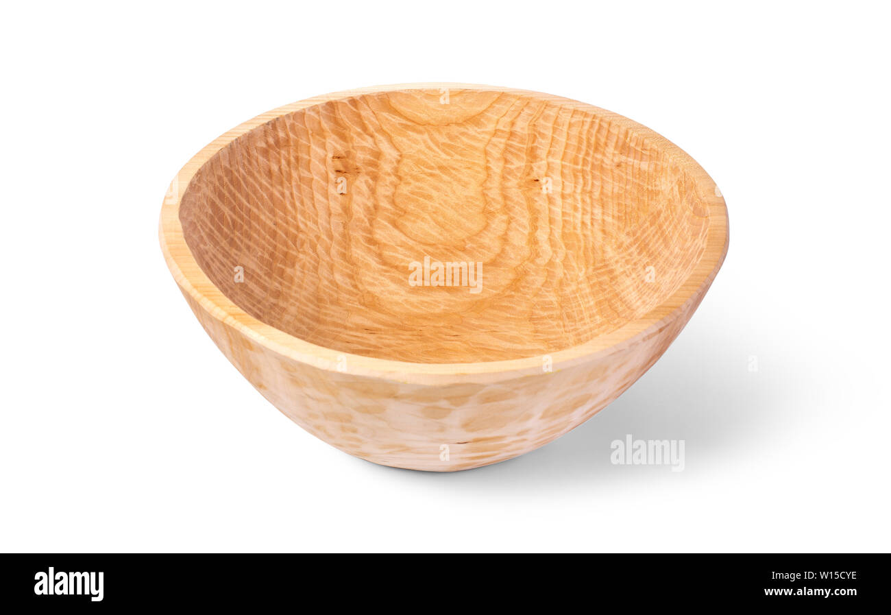 Bol en bois sculpté à la main isolé sur fond blanc avec clipping path Banque D'Images