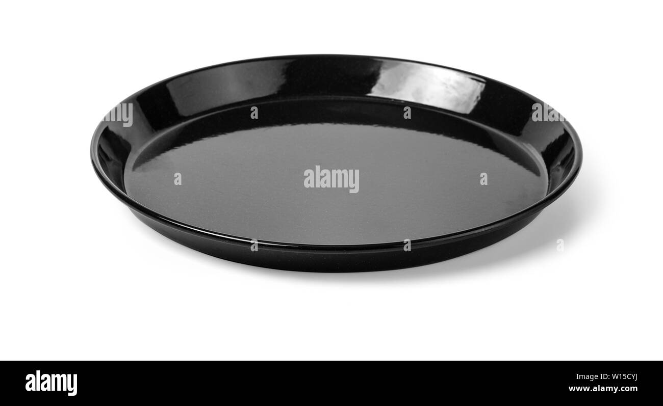Plaque de cuisson pour pizza vide close up isolated on white top voir l'squarewith clipping path Banque D'Images