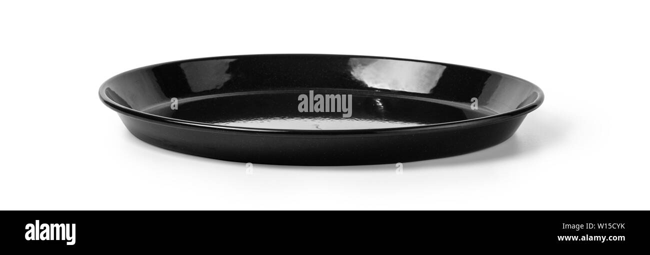 Plaque de cuisson pour pizza vide close up isolated on white top voir l'squarewith clipping path Banque D'Images