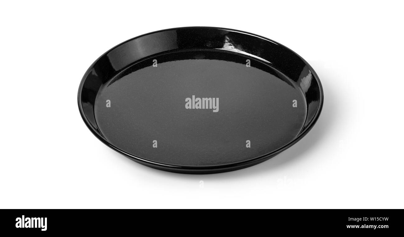 Plaque de cuisson pour pizza vide close up isolated on white top voir l'squarewith clipping path Banque D'Images