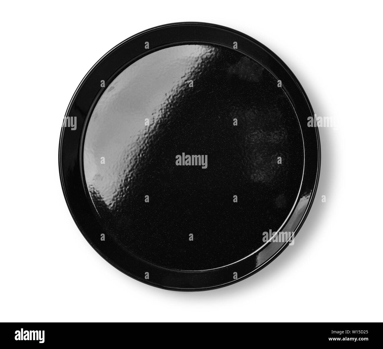 Plaque de cuisson pour pizza vide close up isolated on white top voir l'squarewith clipping path Banque D'Images