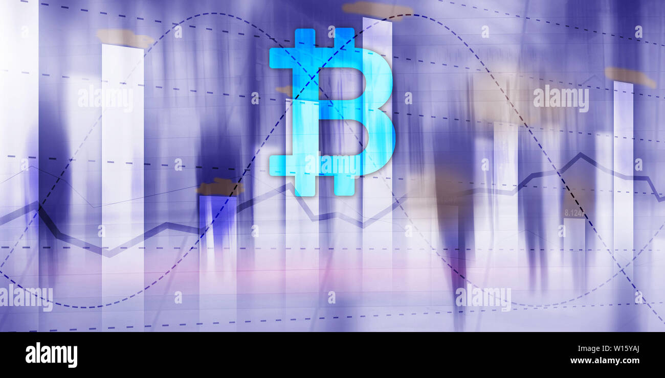 Schéma et Bitcoin. L'icône de chiffrement sur fond futuriste. Investir en bourse d'échanges commerciaux Banque D'Images