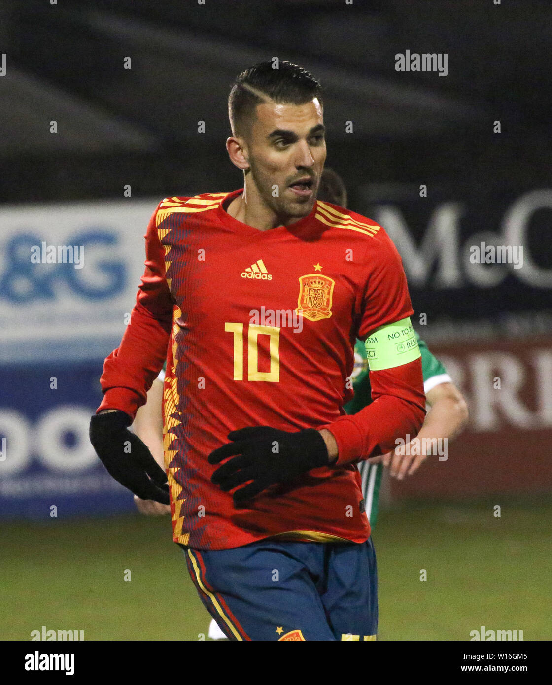 Parc Shamrock (Portadown), l'Irlande du Nord, Royaume-Uni. 22 mars 2018. En vertu de l'Europe 21 2019 Championnat qualificatif. Le nord de l'Irlande 3 Espagne 5. Dani Ceballos Espagne moins de 21 international. Banque D'Images