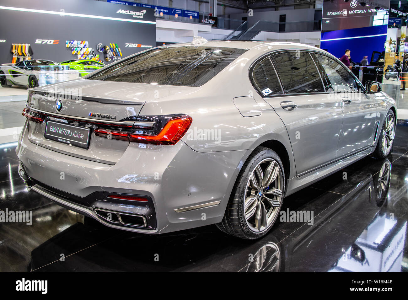 Poznan, Pologne, Mar 2019 berline BMW de Série 7 M760Li xDrive, Poznan International Motor Show, 6e gen, G12, 7er limousine fabriqué par BMW Banque D'Images