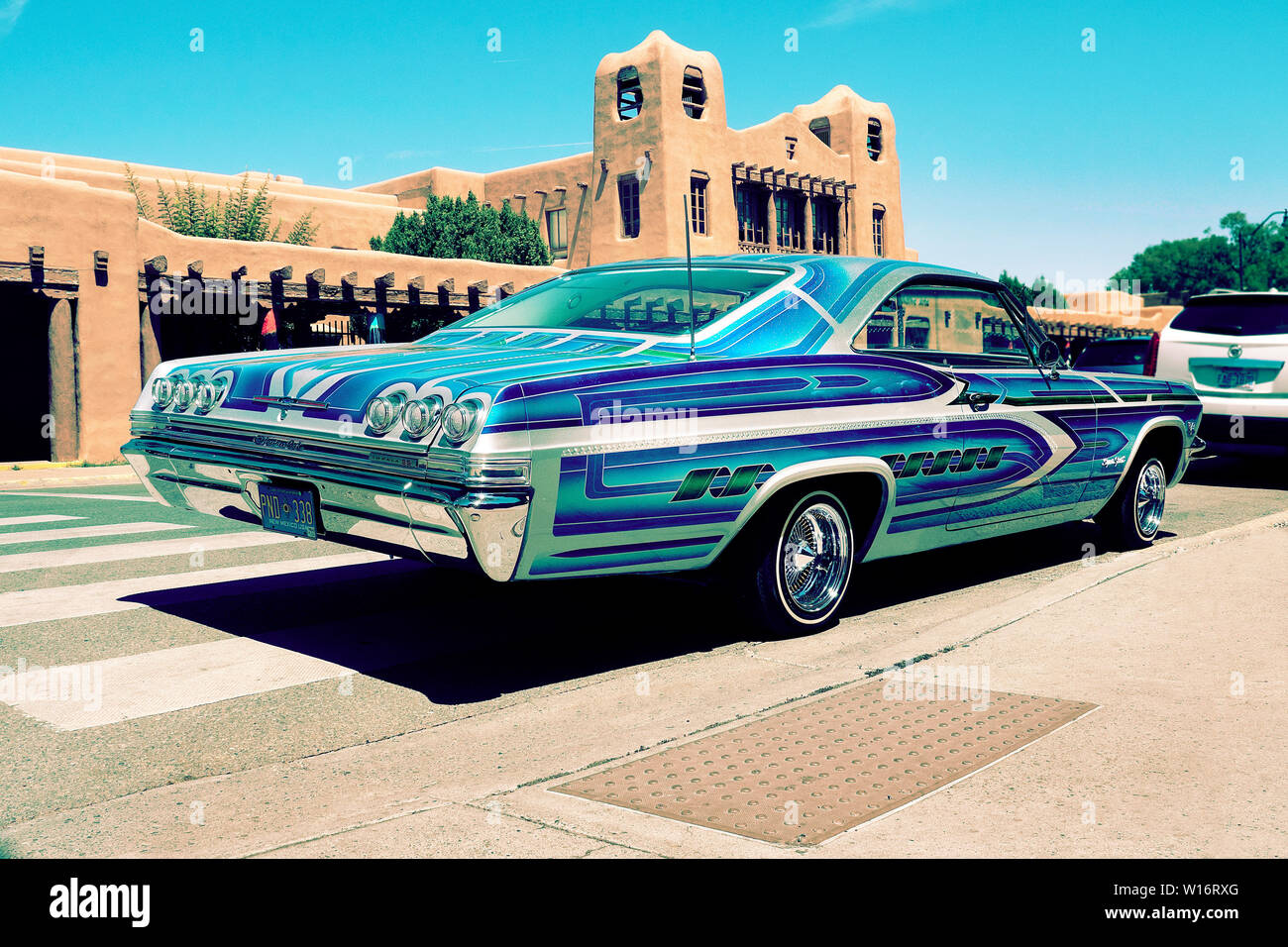 1965 Chevrolet Impala Low Rider custom car dans Santa Fe New Mexico USA Banque D'Images