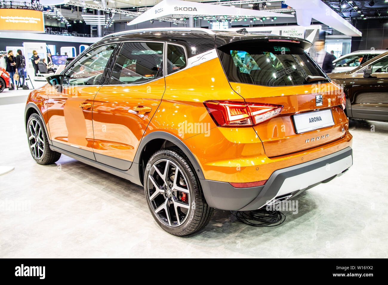 Poznan, Pologne, mars 2019 Seat Arona, Poznan International Motor Show, mini crossover SUV fabriqué par constructeur automobile espagnol Seat Banque D'Images