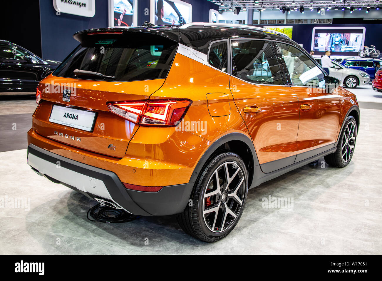 Poznan, Pologne, mars 2019 Seat Arona, Poznan International Motor Show, mini crossover SUV fabriqué par constructeur automobile espagnol Seat Banque D'Images