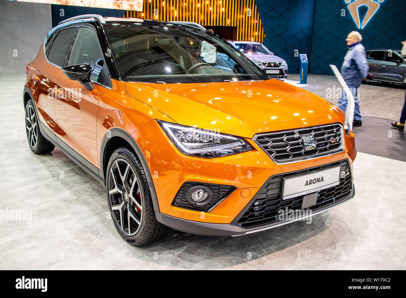 Poznan, Pologne, mars 2019 Seat Arona, Poznan International Motor Show, mini crossover SUV fabriqué par constructeur automobile espagnol Seat Banque D'Images