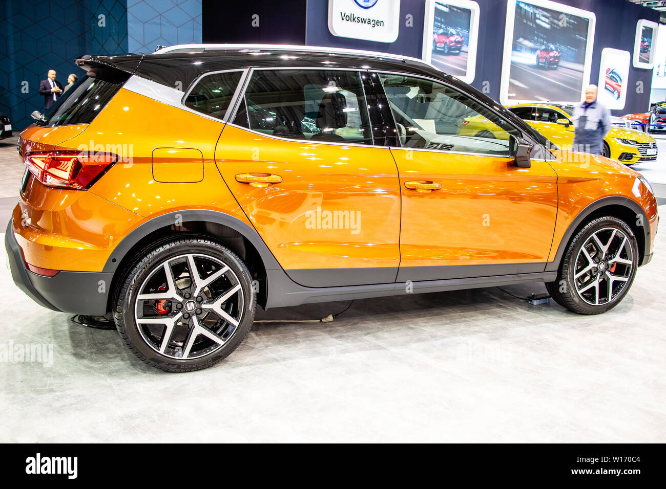 Poznan, Pologne, mars 2019 Seat Arona, Poznan International Motor Show, mini crossover SUV fabriqué par constructeur automobile espagnol Seat Banque D'Images