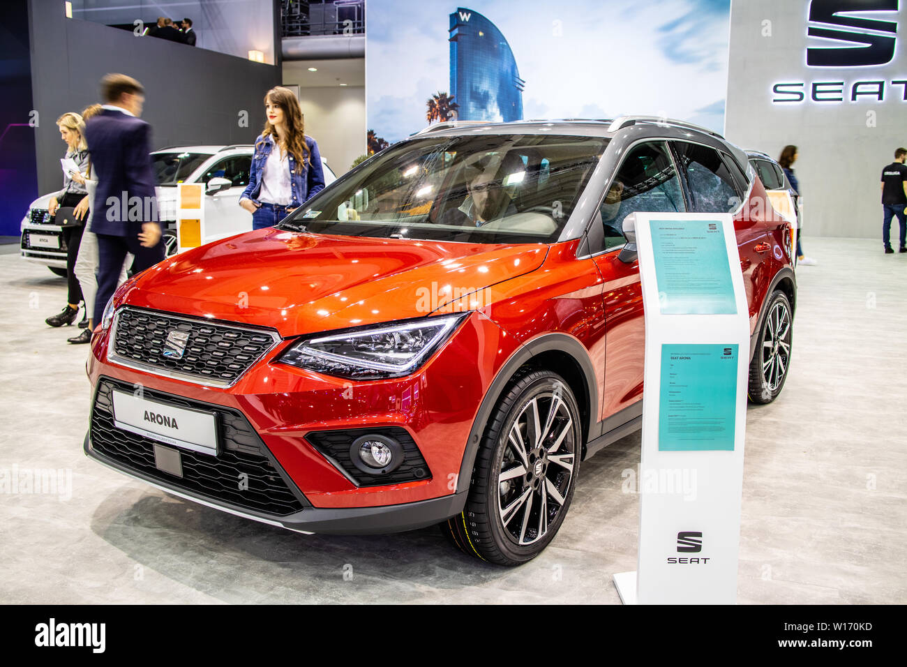 Poznan, Pologne, mars 2019 Seat Arona, Poznan International Motor Show, mini crossover SUV fabriqué par constructeur automobile espagnol Seat Banque D'Images