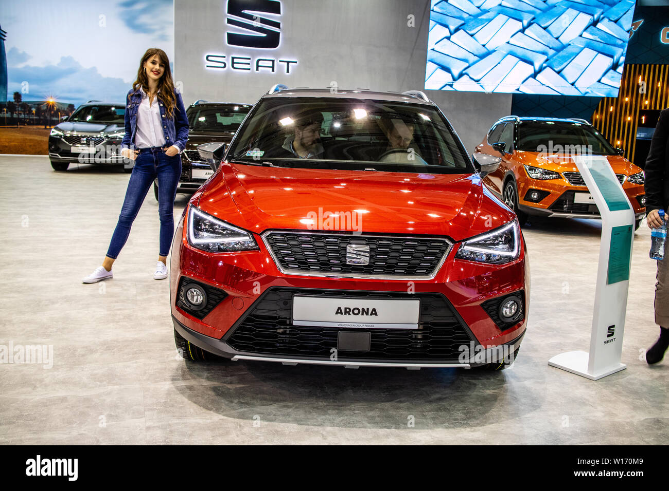 Poznan, Pologne, mars 2019 Seat Arona, Poznan International Motor Show, mini crossover SUV fabriqué par constructeur automobile espagnol Seat Banque D'Images