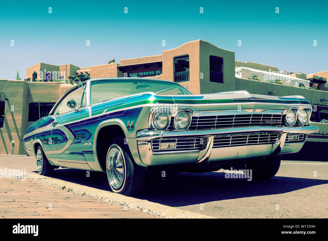 1965 Chevrolet Impala Low Rider custom car dans Santa Fe New Mexico USA Banque D'Images