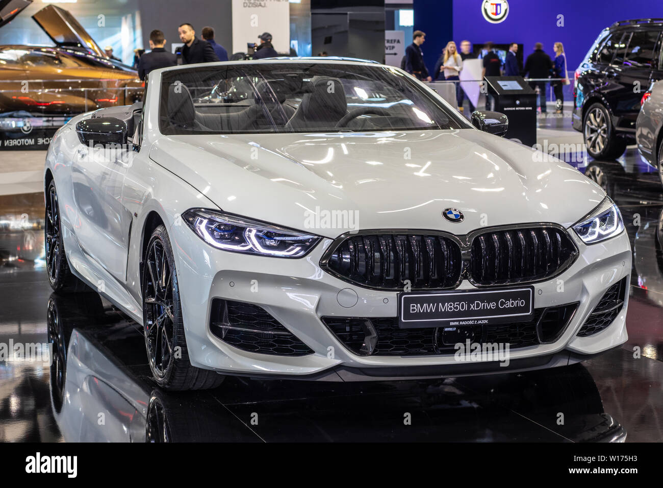 Poznan, Pologne, Mars 2019 : La BMW Série 8 Cabriolet 850i xDrive, Poznan International Motor Show, le G14 cabriolet voiture fabriquée et commercialisée par BMW Banque D'Images