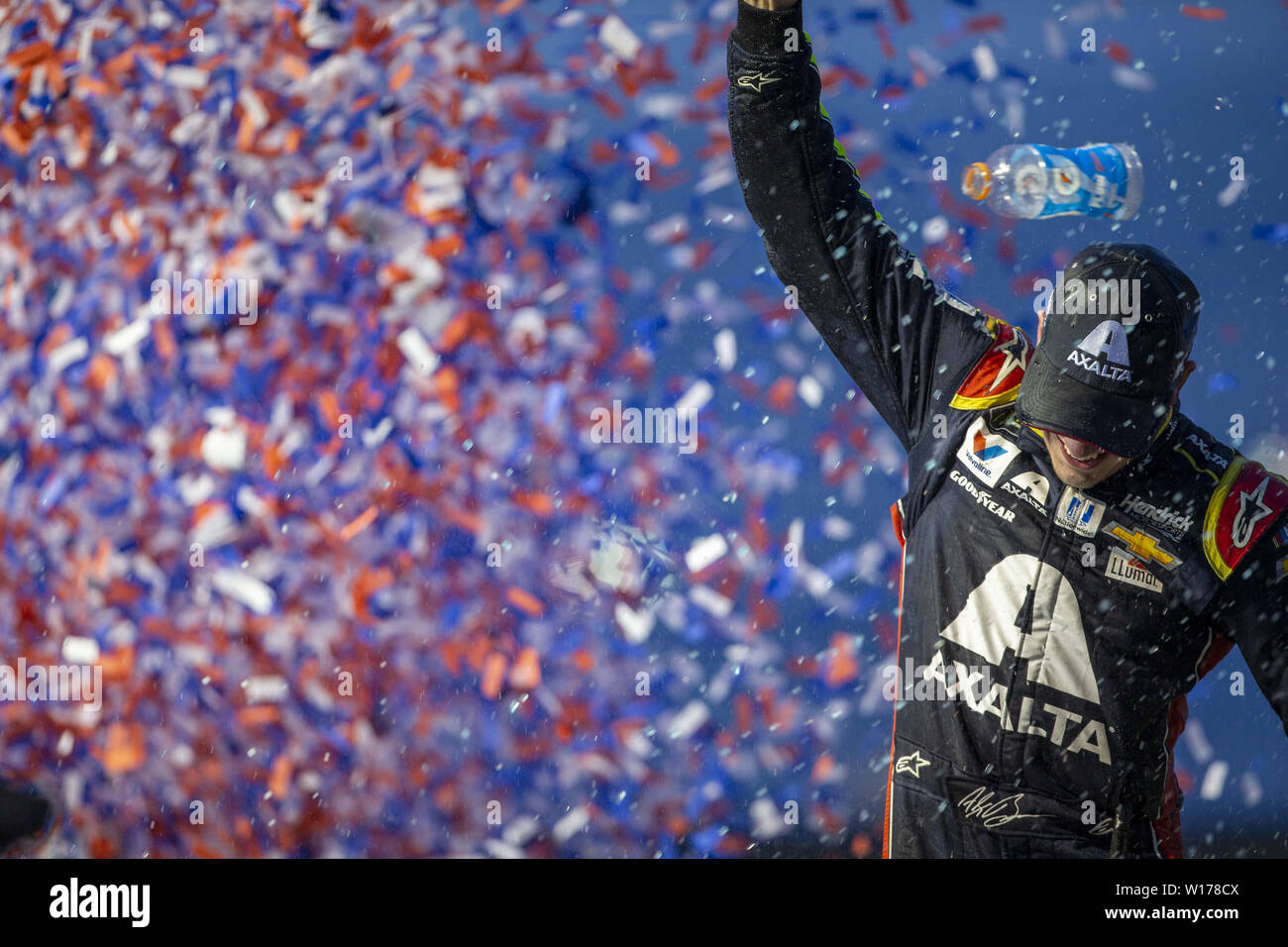 Joliet, Illinois, USA. 30 Juin, 2019. Alex Bowman (88) gagne le Camping World 400 à Chicagoland Speedway à Joliet, Illinois (Image Crédit : © Stephen A. Arce/ASP) Credit : ZUMA Press, Inc./Alamy Live News Banque D'Images