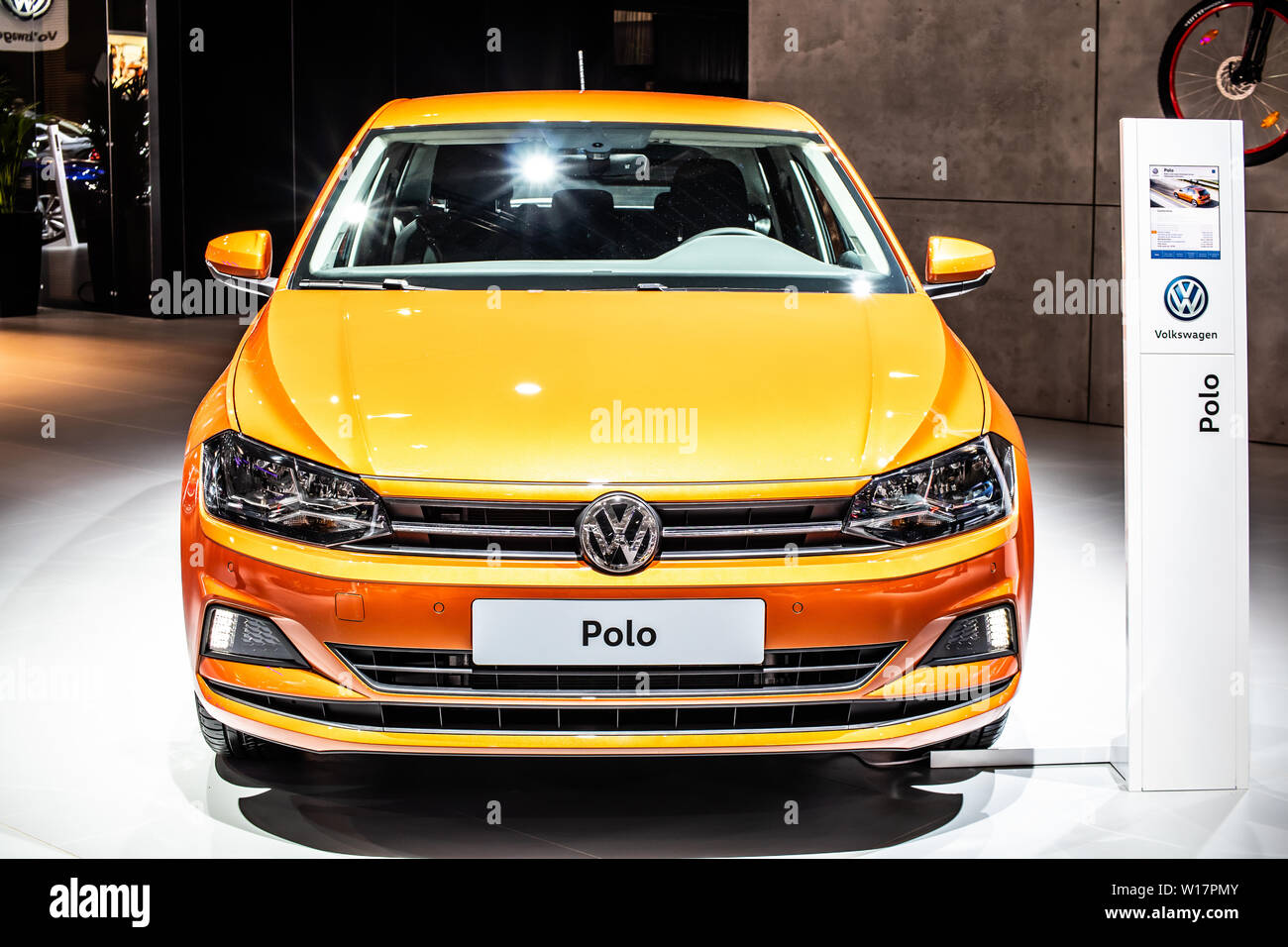 Bruxelles, Belgique, Jan 2019 : Volkswagen VW Polo à Bruxelles Salon de l'automobile, sixième génération, Typ AW, une plate-forme MQB0, produit par Volkswagen Group Banque D'Images