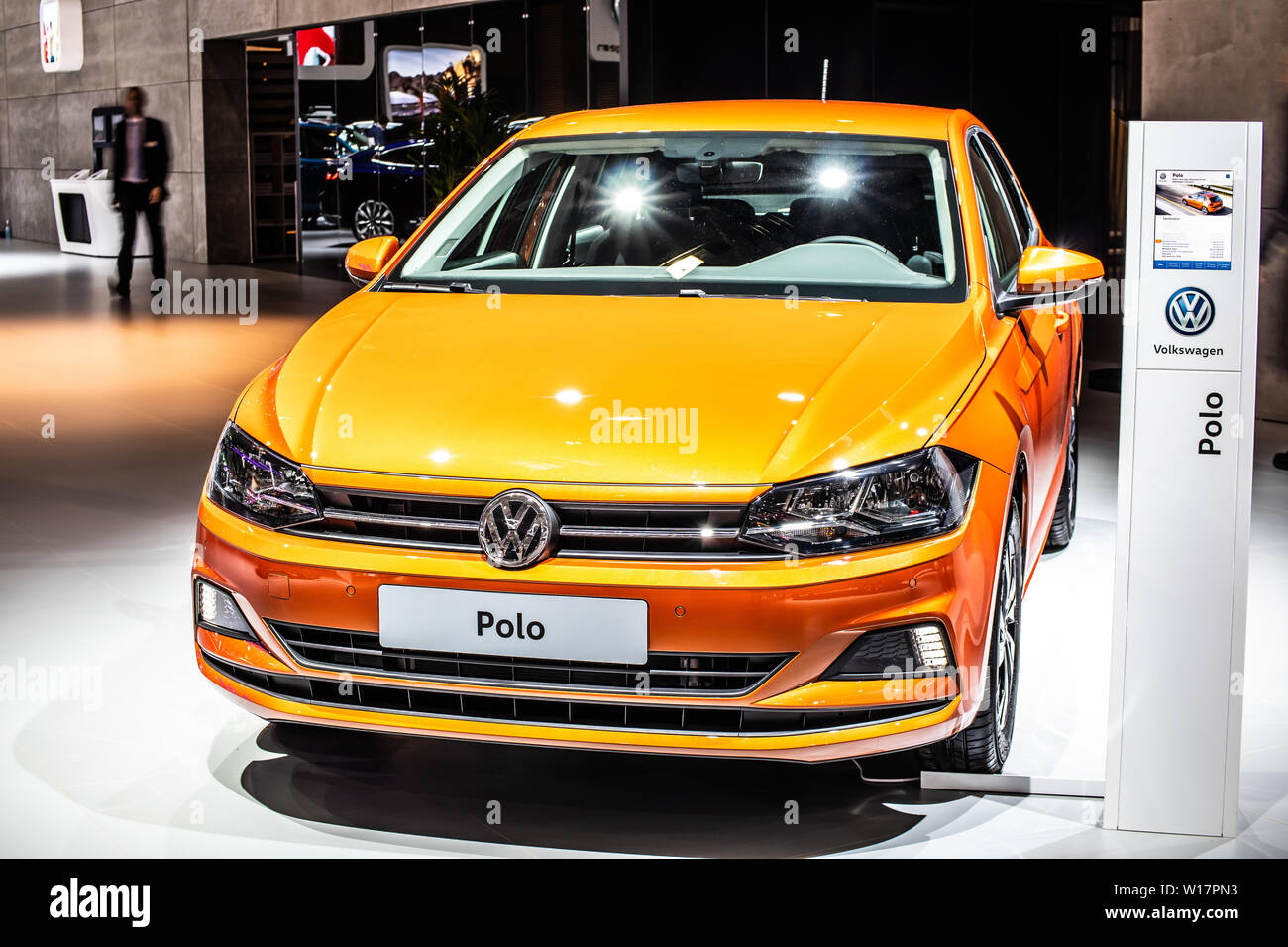 Bruxelles, Belgique, Jan 2019 : Volkswagen VW Polo à Bruxelles Salon de l'automobile, sixième génération, Typ AW, une plate-forme MQB0, produit par Volkswagen Group Banque D'Images