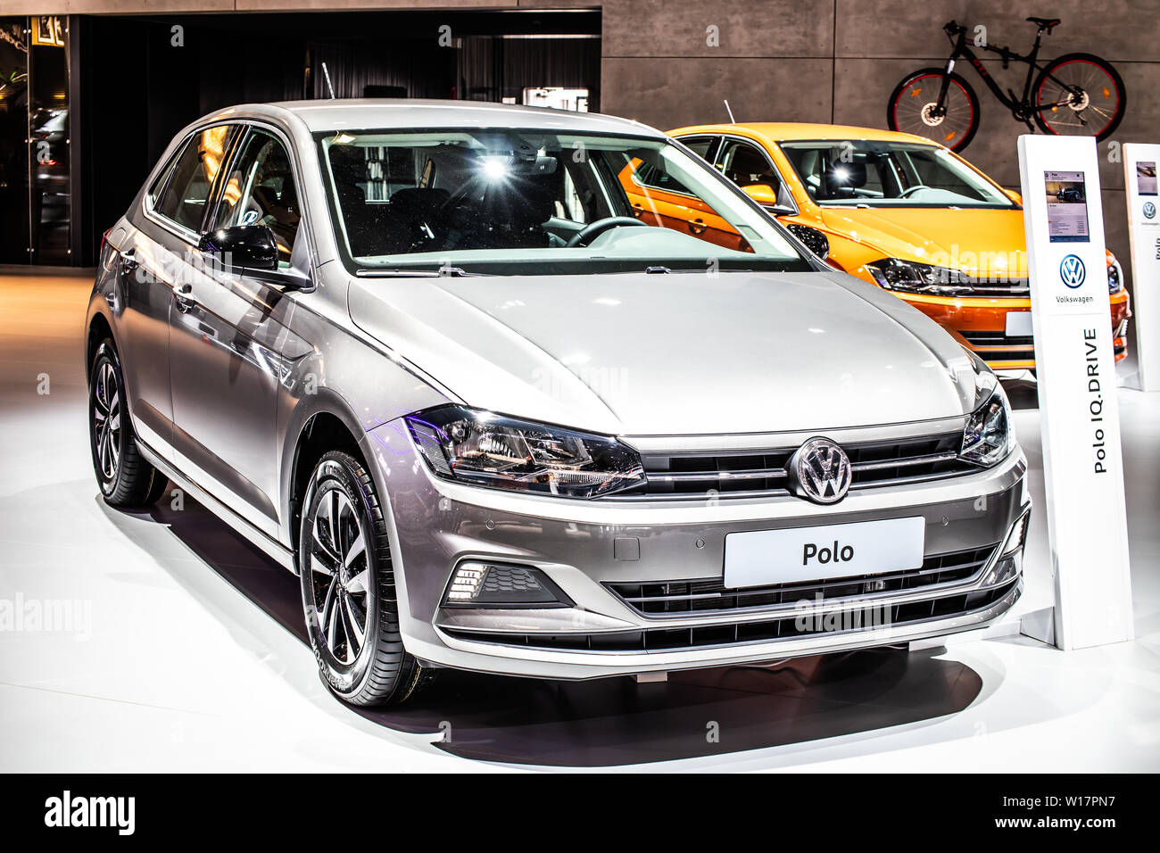 Bruxelles, Belgique, Jan 2019 : Volkswagen VW Polo à Bruxelles Salon de l'automobile, sixième génération, Typ AW, une plate-forme MQB0, produit par Volkswagen Group Banque D'Images