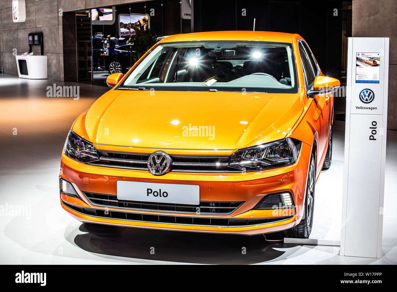 Bruxelles, Belgique, Jan 2019 : Volkswagen VW Polo à Bruxelles Salon de l'automobile, sixième génération, Typ AW, une plate-forme MQB0, produit par Volkswagen Group Banque D'Images