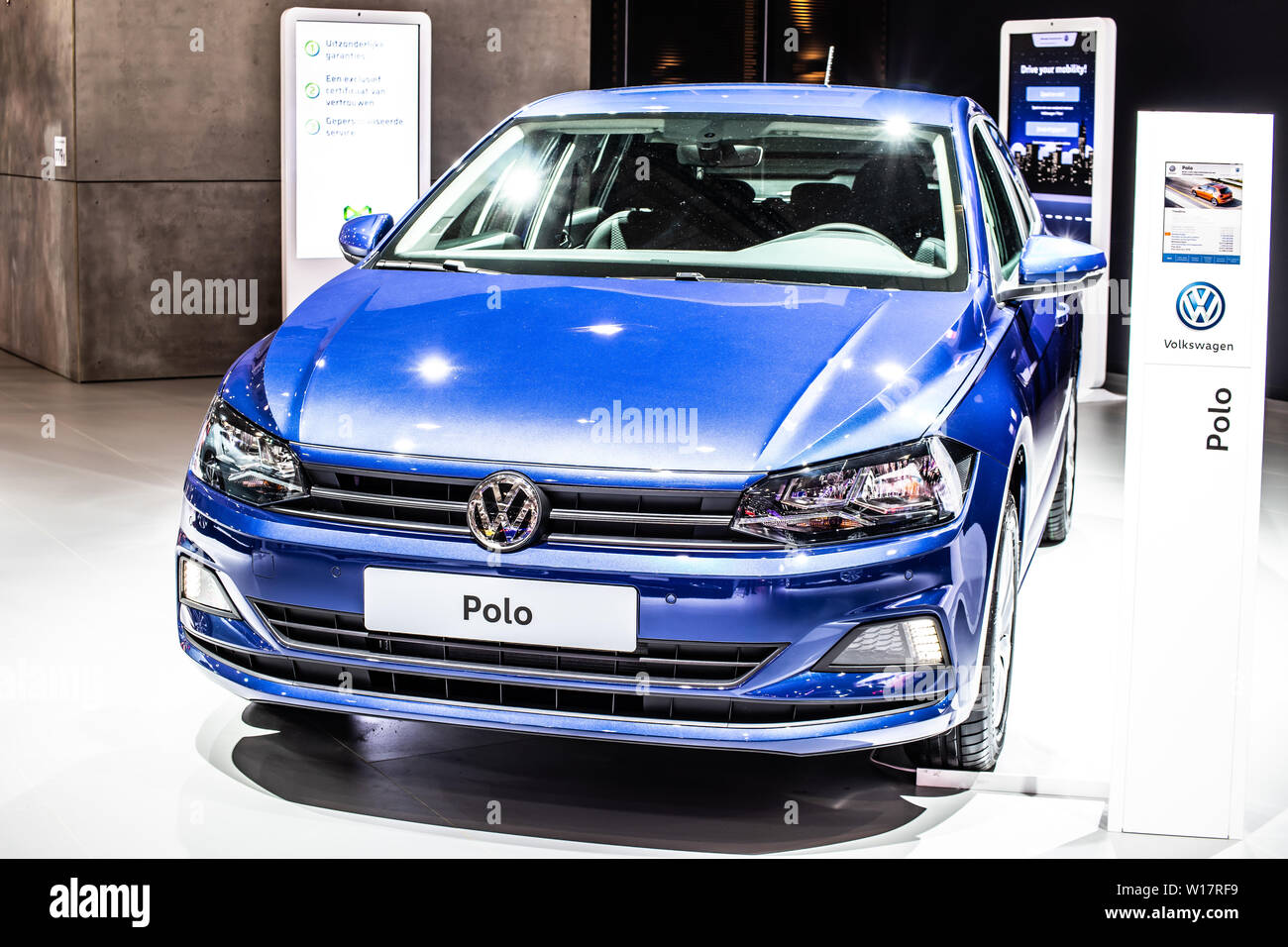 Bruxelles, Belgique, Jan 2019 : Volkswagen VW Polo à Bruxelles Salon de l'automobile, sixième génération, Typ AW, une plate-forme MQB0, produit par Volkswagen Group Banque D'Images