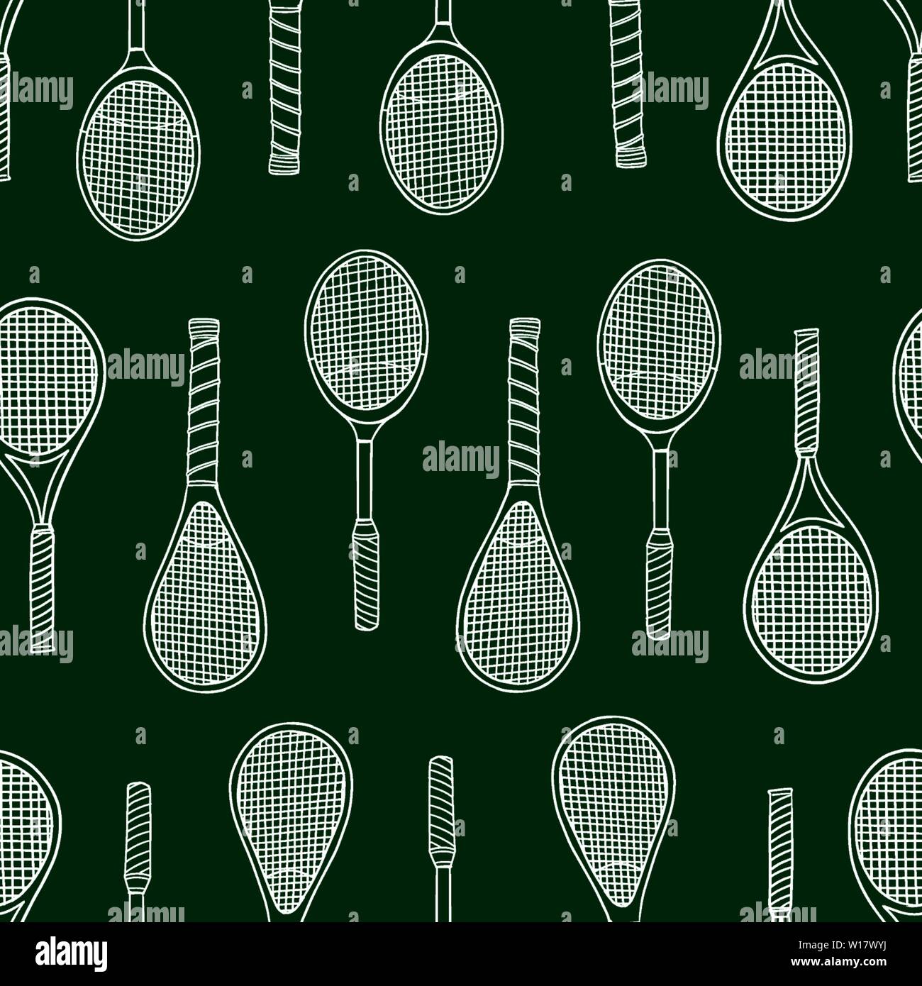 Raquette de tennis doodle motif transparent. Fond d'illustration vectorielle. Pour imprimer, textile, web, décoration, mode, surface, design graphique Illustration de Vecteur