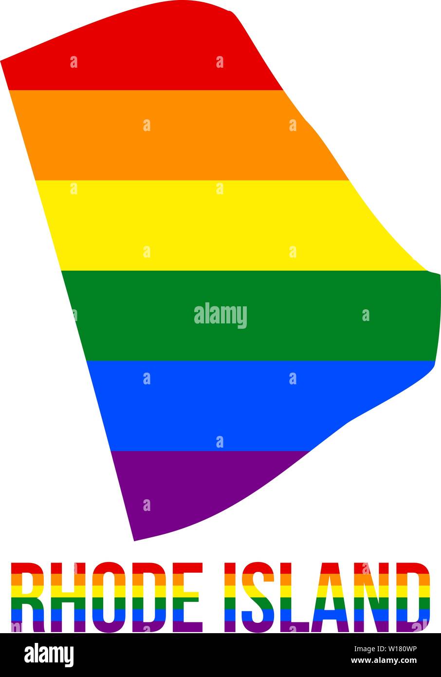 Carte de l'État de Rhode Island drapeau arc-en-ciel LGBT comprenait six rayures avec Rhode Island Texte LGBT. Le Pavillon comprenait six rayures ; sens à chacun des Illustration de Vecteur