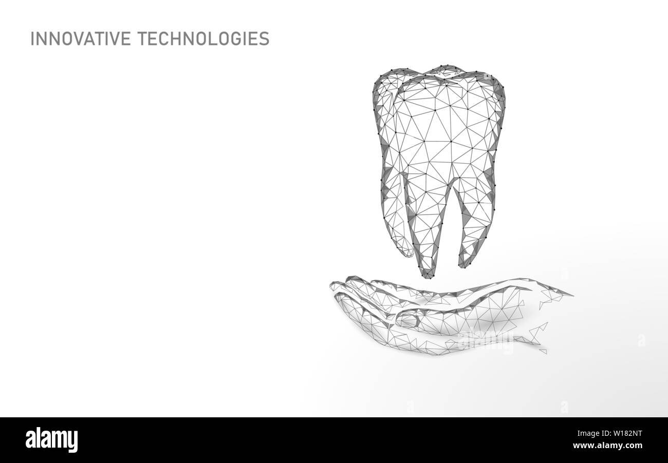 Une dent humaine saine médicale 3d. Modèle médecine poly faible. Médecin en ligne concept. Consultation médicale à l'app. Santé Web dentiste moderne stomatologist Illustration de Vecteur