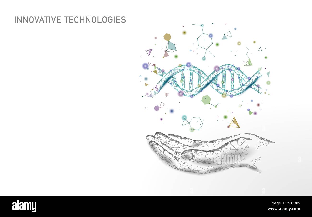 La thérapie génique de l'ADN à la main concept. Consultation médicale à l'app. Le diagnostic de santé Web réseau hospitalier moderne géométrique bannière. Marché Pharmacie Illustration de Vecteur