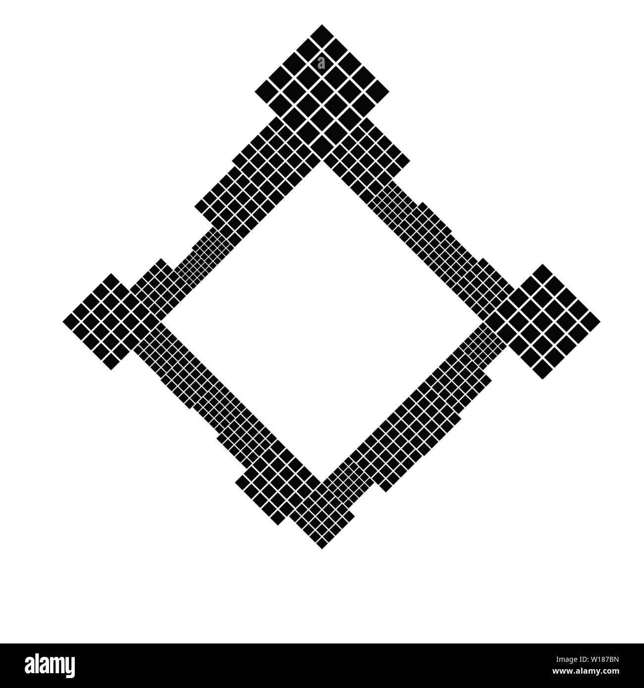 Abstraite noir et blanc carré diagonal moderne badge vierge - frontière vecteur conception graphique monochrome Illustration de Vecteur