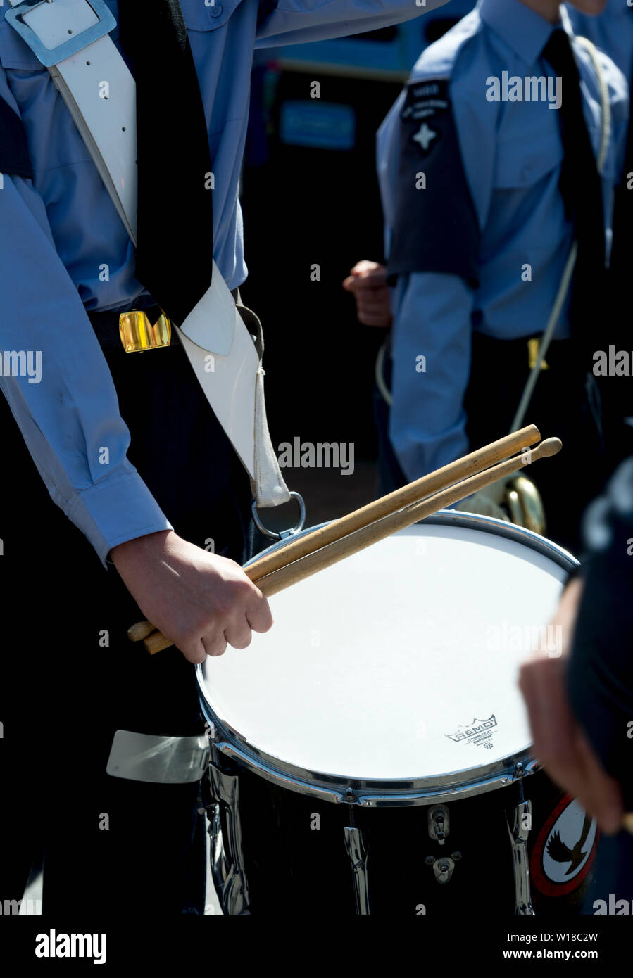 Un batteur dans une formation de l'Air Corps, Journée des Forces armées, Banbury, Oxfordshire, UK Banque D'Images