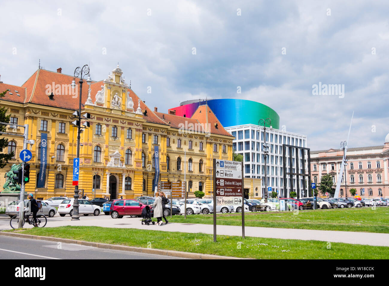 Trg Republike Hrvatske, anciennement Trg Marsala Tita, Gornji Grad, Zagreb, Croatie Banque D'Images