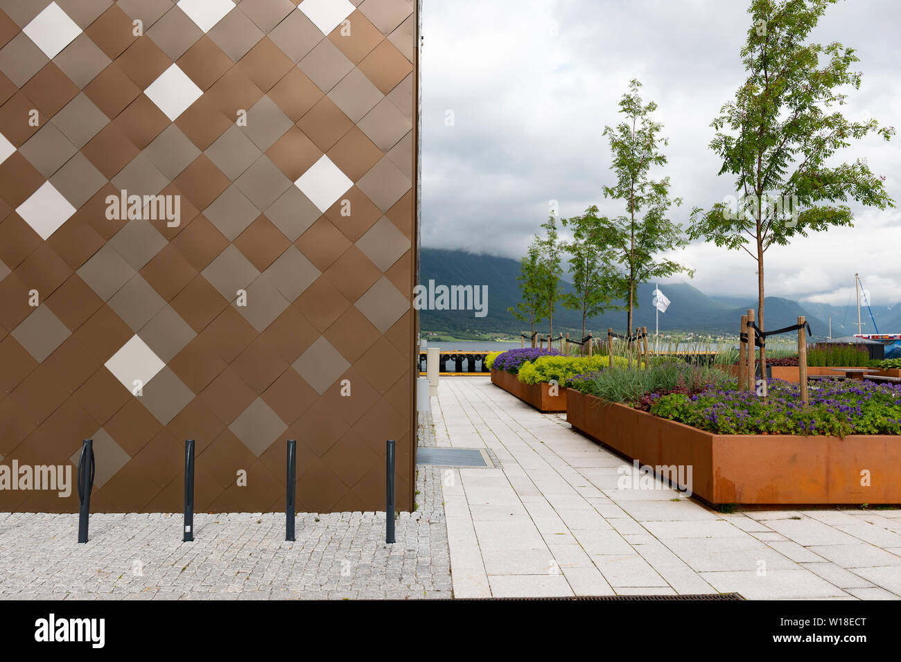 Norsk Tindesenter, Andalsnes, la Norvège. Banque D'Images