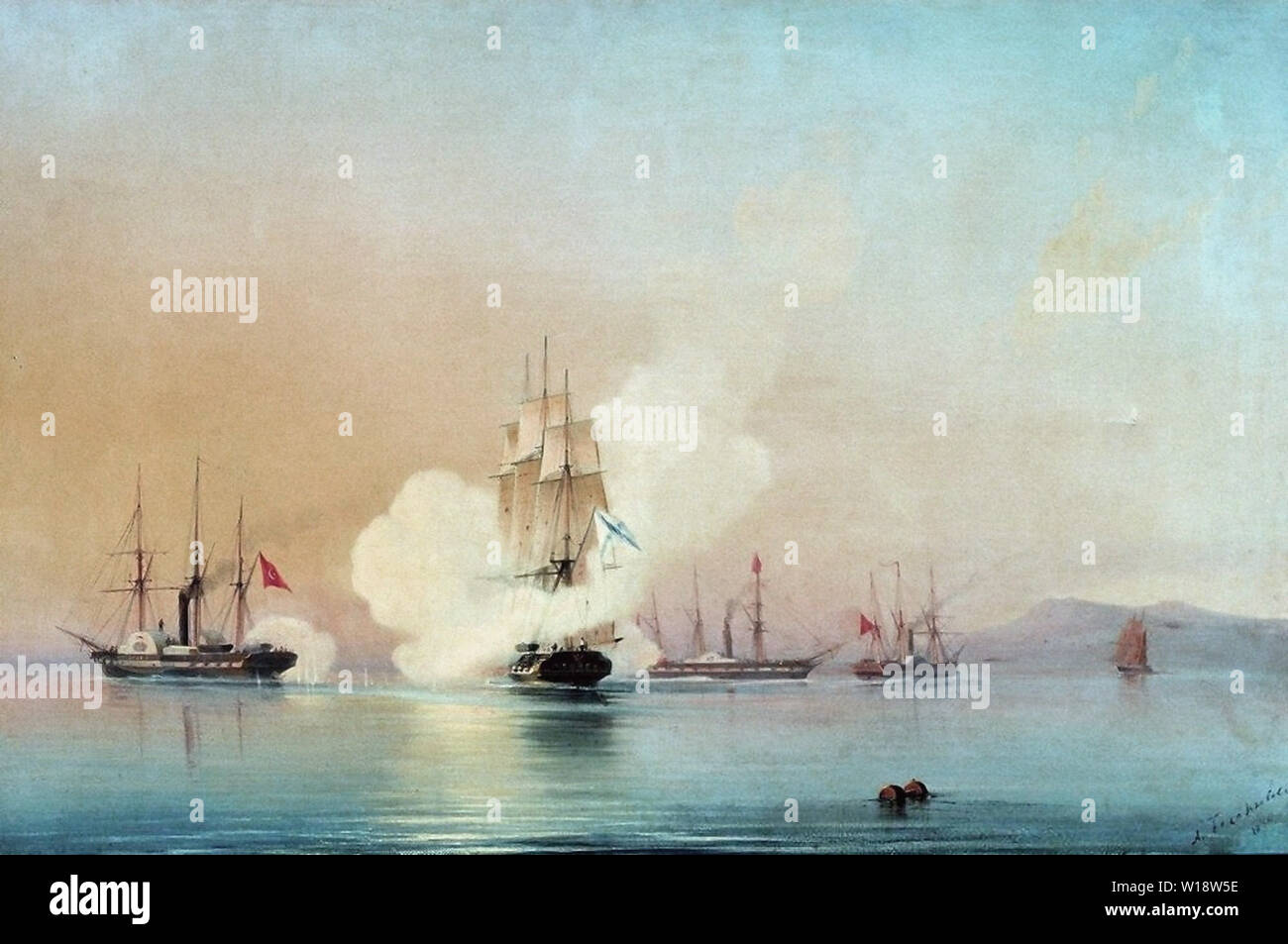Alekseï Bogolioubov - Bataille 628 Flor contre près de vapeur Turc Pitsund 11 novembre 1853 1854 Banque D'Images