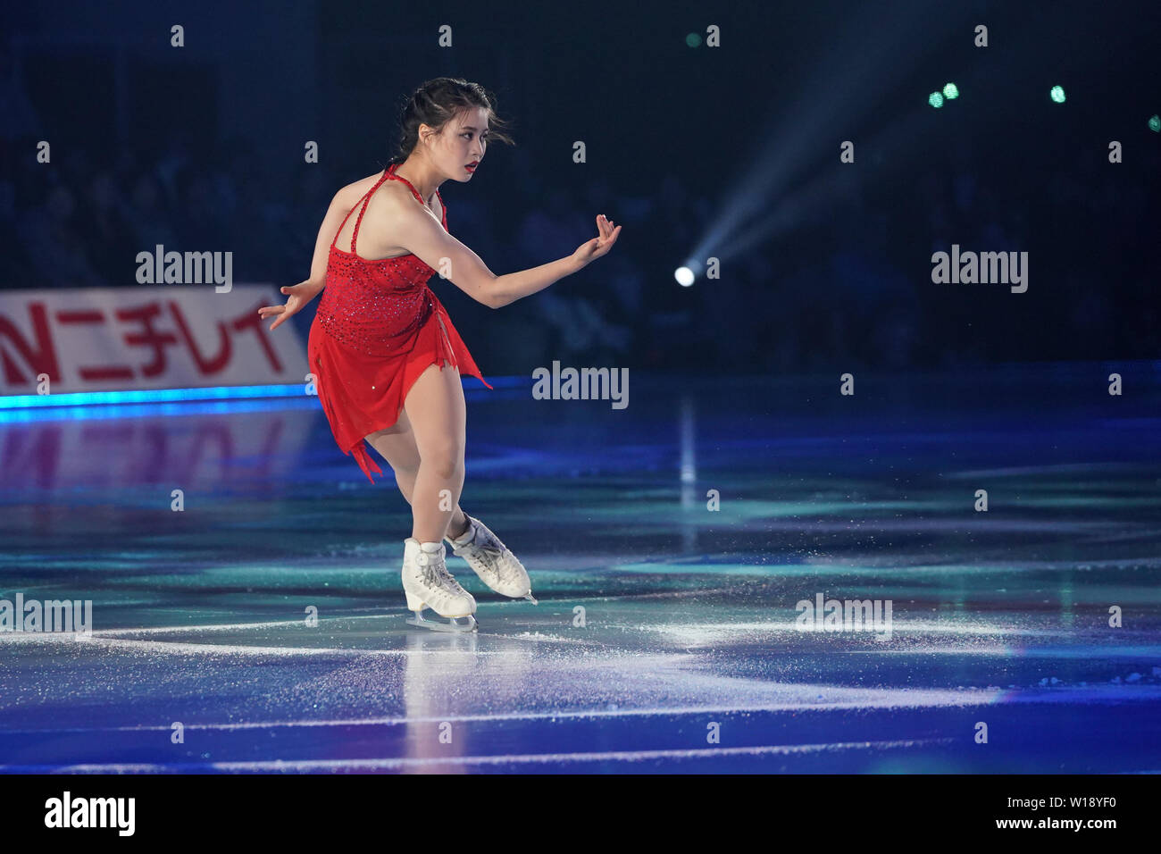 Yuna Shiraiwa du Japon s'effectue pendant le rêve sur la glace 2019 à Shinyokohama Skate Centre à Kanagawa, Japon, le 28 juin 2019. (Photo par Kiyoshi Sakamoto/AFLO) Banque D'Images