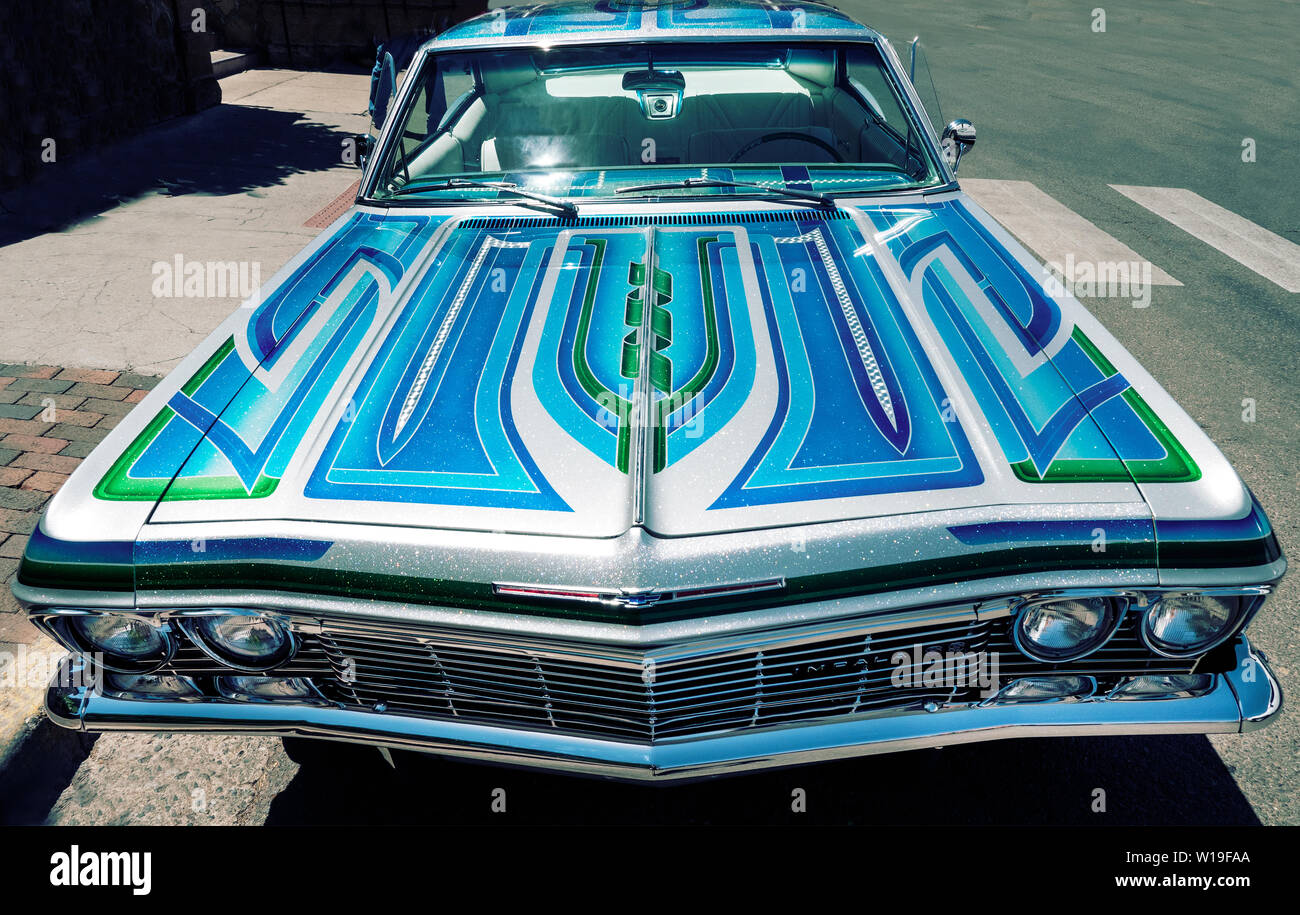 1965 Chevrolet Impala Low Rider custom car dans Santa Fe New Mexico USA Banque D'Images