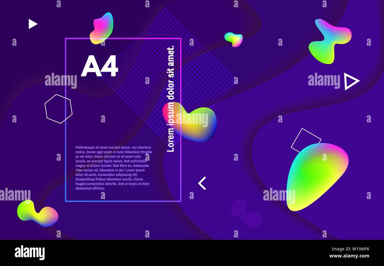 Résumé de fond minimal. Formes fluides colorés. Des bulles colorées sur fond sombre. Les éléments de géométrie et multi couches. Composition futuriste Illustration de Vecteur