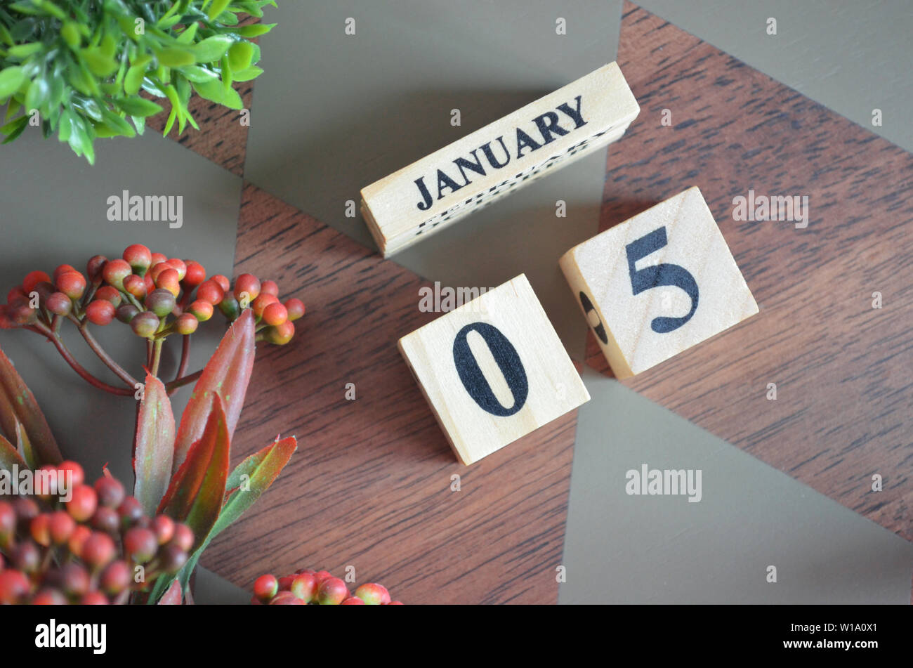 Date de 1mois. Table en bois de diamants pour l'arrière plan. Banque D'Images