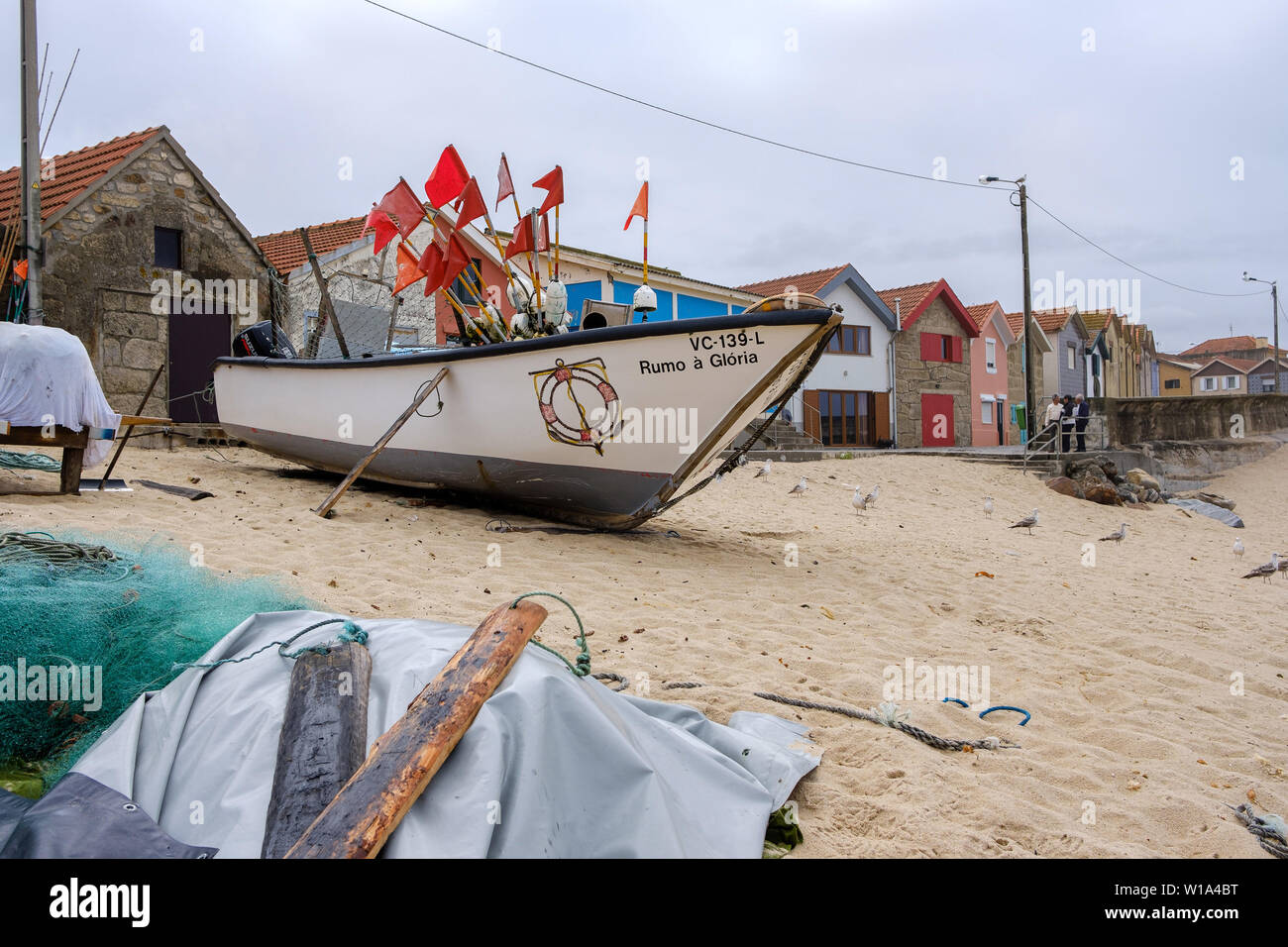 Vila Chã, Portugal - 23 juin 2019 : paroisse côtières à forte culture de pêche, Municipalité de Vila do Conde, Portugal Banque D'Images