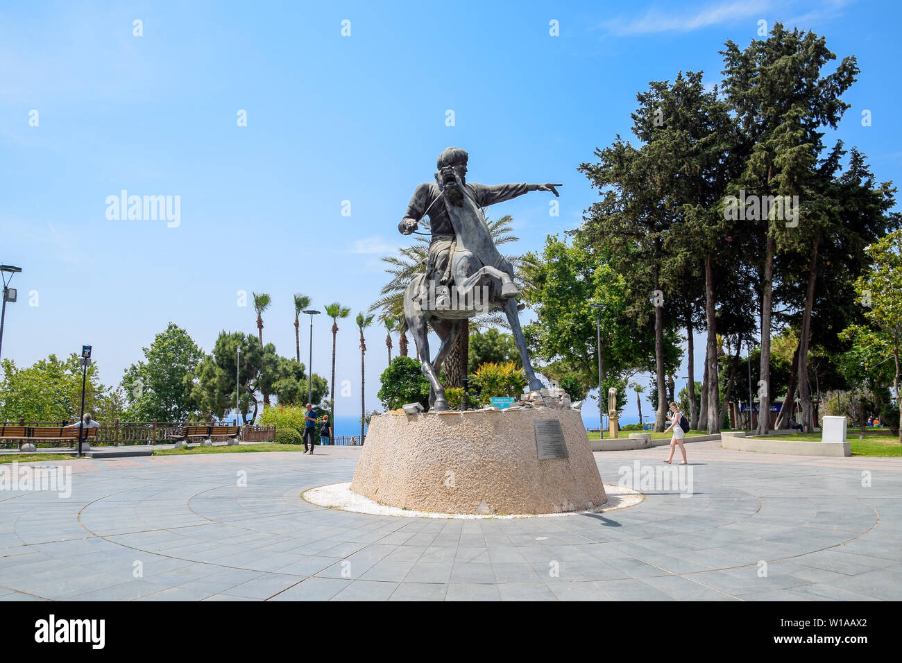 Antalya, Turquie - 20 mai 2019 : Monument à Sultan Seljuk. Sultan à cheval Turquie Antalya Banque D'Images