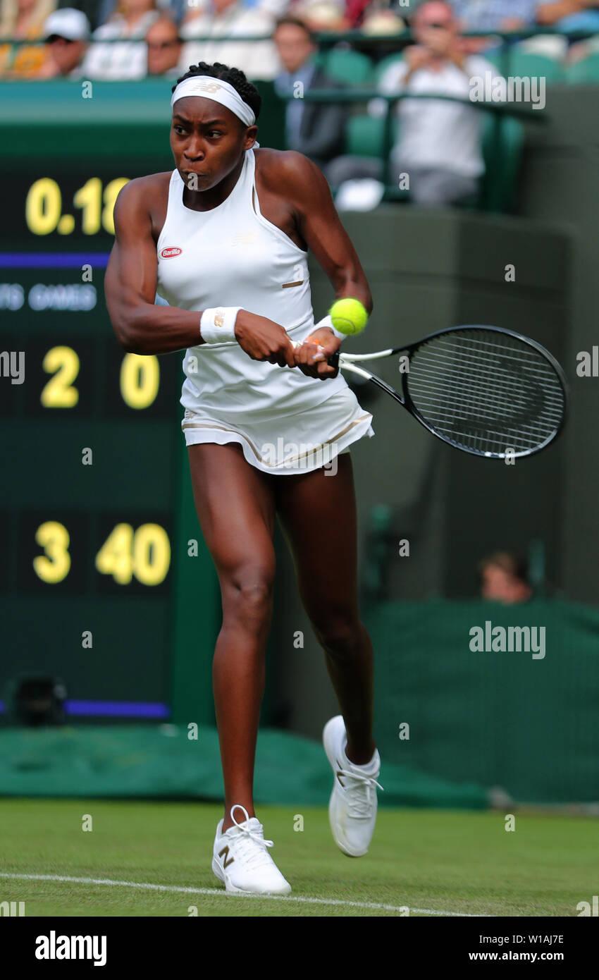 Londres, Royaume-Uni. 1er juillet 2019. Cori Gauff, USA, 2019 : Crédit photo Allstar Bibliothèque/Alamy Live News Banque D'Images