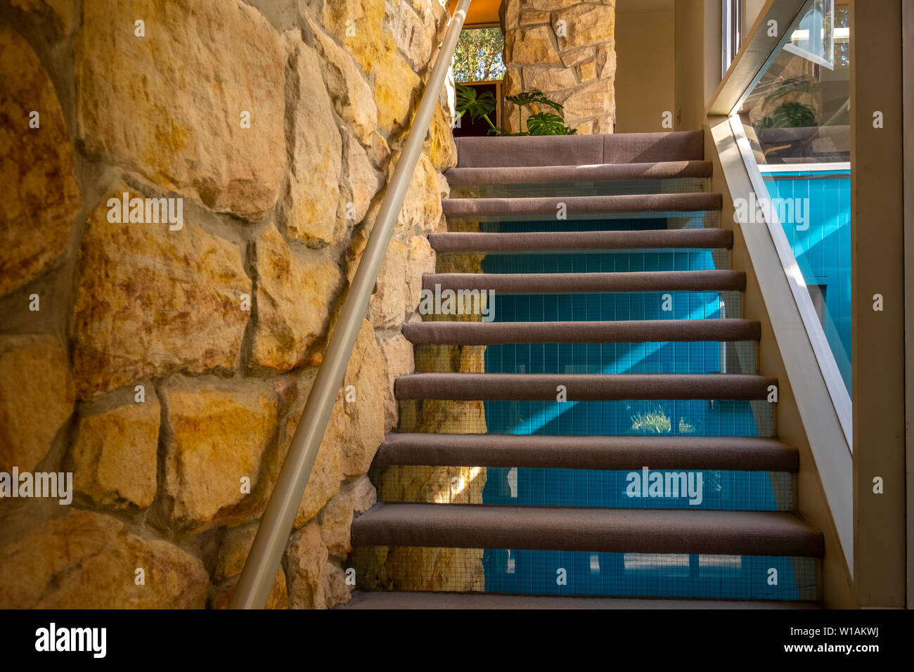 Rose Seidler maison est une ancienne résidence classée au patrimoine national et maintenant house museum situé dans Wahroonga, Sydney, NSW, Australie par Harry Seidler. Banque D'Images