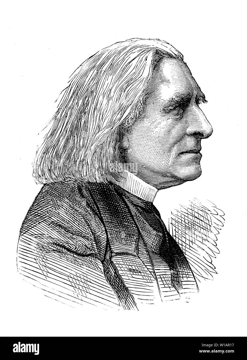 Franz Liszt, 1811, 1886, était une écrivaine prolifique 19ème siècle le compositeur hongrois, le pianiste virtuose, chef d'orchestre, professeur de musique, organiste, arrangeur Banque D'Images